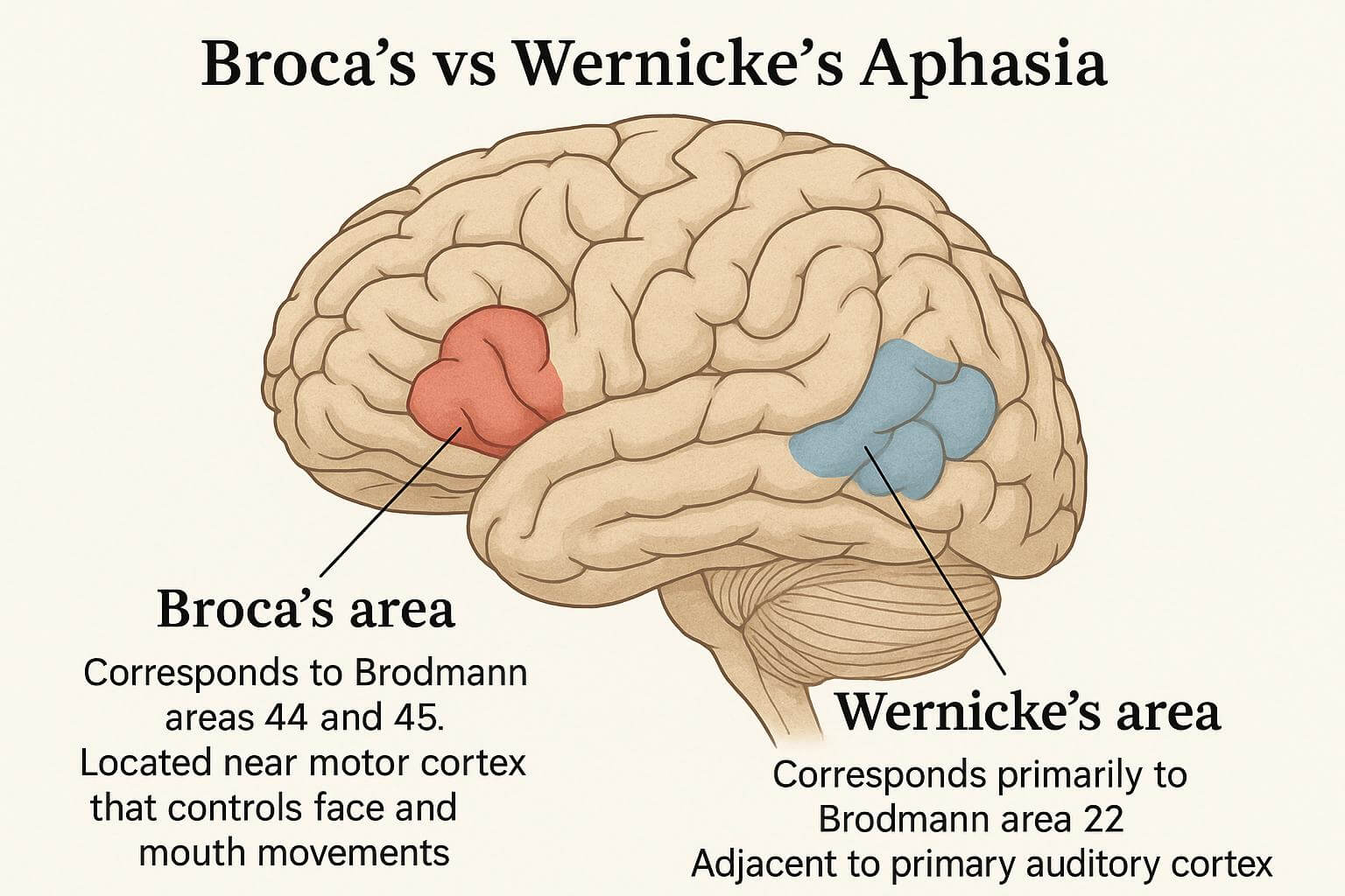 Broca's and Wernicke's area Aphasia Diagram