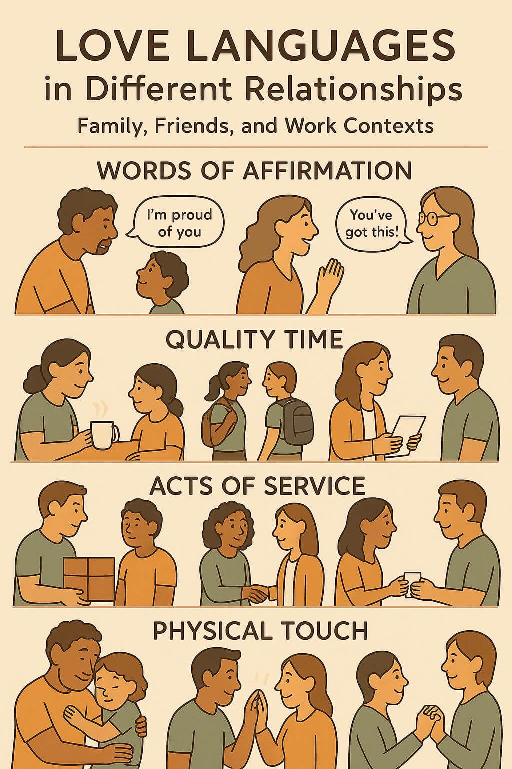 Love Languages in Different Relationships Context Work Friends