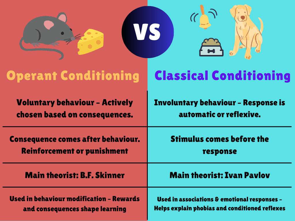 Operant Conditioning vs Classical Conditioning Comparison